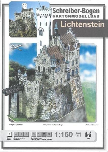 Kartonmodell Schloss Lichtenstein 1:160 Schreiber Bogen 