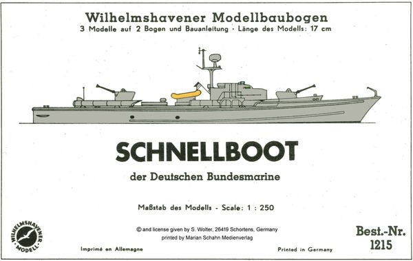 Schnellboot (Seeadler) der Deutschen Bundesmarine vom  WHV- Verlag, Nr. 1215, 1:250
