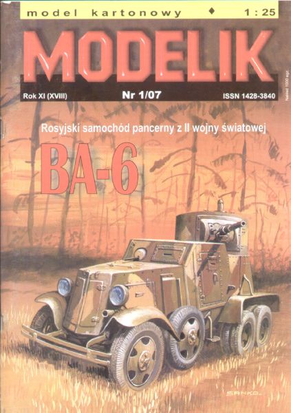 sowjetischer Panzerwagen BA-6 (1935) 1:25 extrem!, Offsetdruck