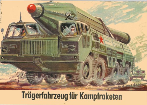 Trägerfahrzeug für Kampfraketen (Mittelstreckenrakete 9K76 Temp-S (SS-12 Scaleboard) auf MAZ-543P 1:50 DDR-Verlag Junge Welt 1970
