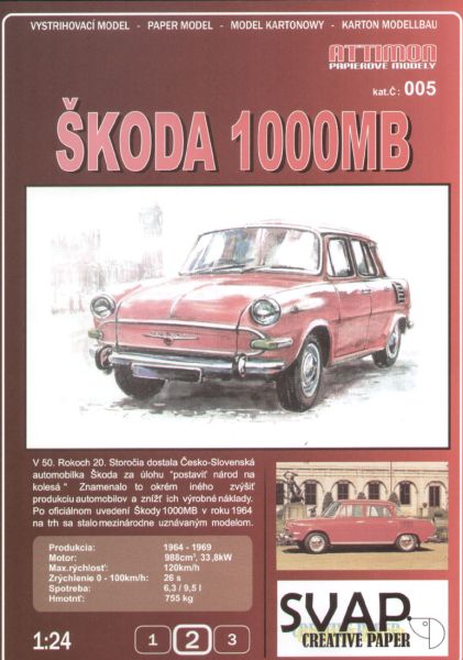 tschechoslowakische SKODA 1000MB (1964) 1:24