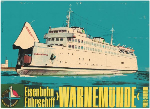 Eisenbahn-Fährschiff Warnemünde 1:200 DDR-Verlag Junge Welt (Kranich Bogen 1964)