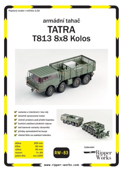 Zugmaschine TATRA T813 8x8 Kolos Tschechoslowakischen Volksarmee 1:32 extreme Detaillierung