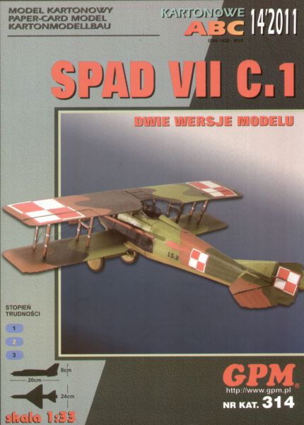 zwei Modelle Jagdflugzeug SPAD VII C.1 1:33