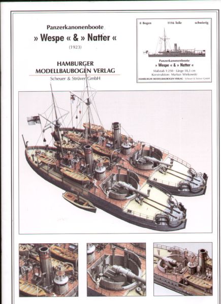 zwei Panzerkanonenboote Wespe + Natter (1923) 1:250 (sehr selten)