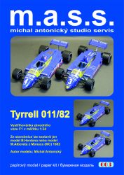 Formel 1.-Bolid Tyrrell 011/82 (Season 1982) in zwei optionalen Darstellungsmöglichkeiten 1:24
