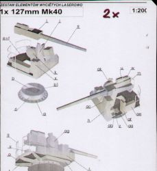 2 Stck. 1x127mm-Geschütz Mk.40 a...