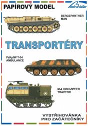 3 Kettentransporter: Bergepanther MAN, Beutefahrzeug Pz.Kpfw. T-34 Ambulance und High-Speed Tractor M-4, einfach