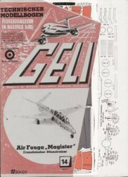 Französischer Düsentrainer Air Fouga „Magister“ 1:33 glänz. Silberdruck