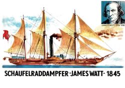 Schaufelraddampfer James Watt 1845 1:200 Originalausgabe Kranich Ausschneidebogen (DDR-Junge Welt Verlag)