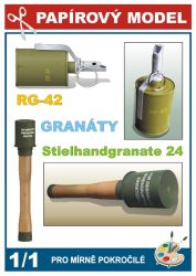 Stielhandgranate 24 und sowjetische Handgranate RG-42 (2. WK) 1:1