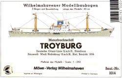 Motorfrachtschiff Troyburg (Baujahr 1954) Deutscher Orientlinie GmbH Hamburg 1:250 Offsetdruck