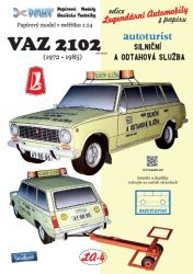 VAZ-2102 „Lada” (Lizenz Fiat 124) Kombi "Pannen- und Abschleppdienst" + eine Abschleppachse 1:24