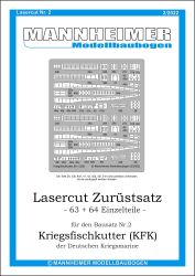 Lasercut Nr. 2, Mannheimer Modellbaubogen (02/2022) für Kriegsfischkutter (KFK) 1:250