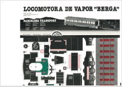 Sanz-Dampflokomotive der Klasse 2001-42 Berga (Bj. 1902) + Personenwagen (Wood Coach C-117) 3. Klasse (Bj. 1925) + ein Gleisstück 1:43,5