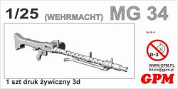 MG 34 als 3D-Druck passend für z.B.  Pz.Kpfw IV, Pz.Kpfw III, Sd.Kfz 234/3 Sd.Kfz 250/251, Kfz 13, Tiger, Panther... 1:25