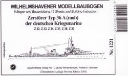 Zerstörer Typ 36A (mob) der deutschen Kriegsmarine, Möwe-Jade Verlag, 1:250
