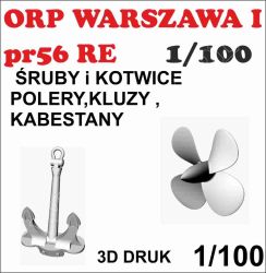 3D-Druck (klein) Schiffsschrauben, Anker, Spille, Poller, Klüsen u.a. für Zerstörer ORP Warszawa Projekt 56AE 1:100 GPM Nr. 632
