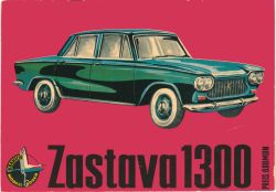 jugoslawischer Pkw Zastava 1300 (Lizenz Fiat 1300) 1:25 DDR-Verlag Junge Welt (Kranich Modell-Bogen, 1967)